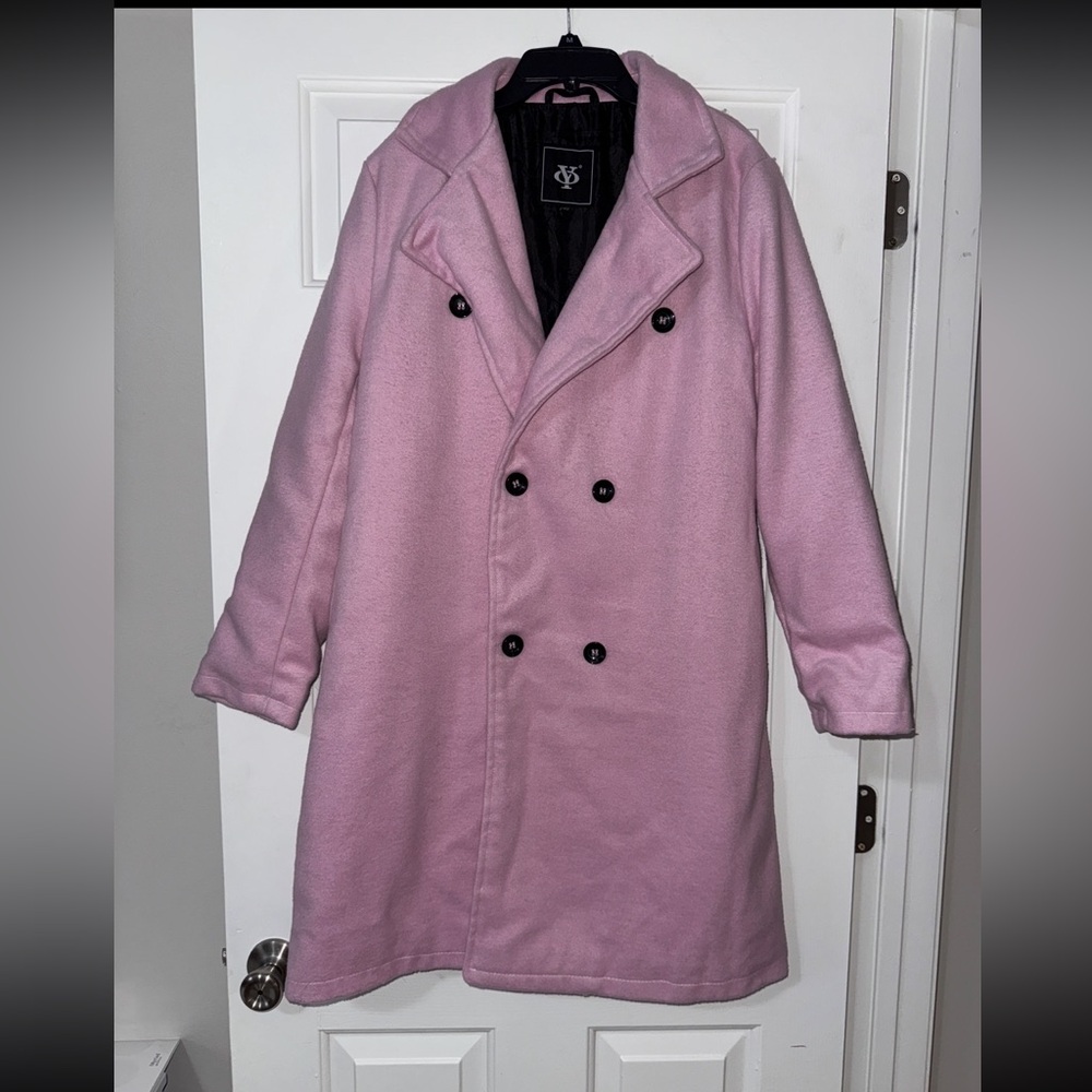 Women's Pink Double-Breasted Coat